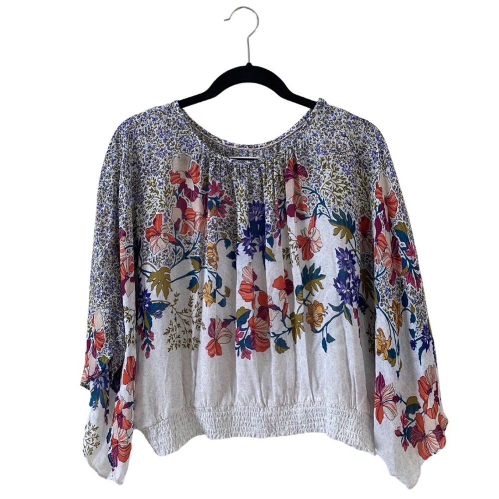 Anthropologie Floral Dolman Sleeve Kimono Blouse XS